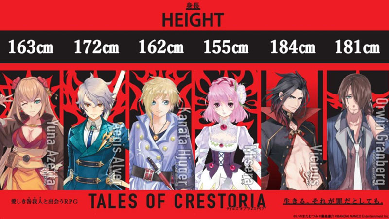「クレストリア」主要キャラクターの身長